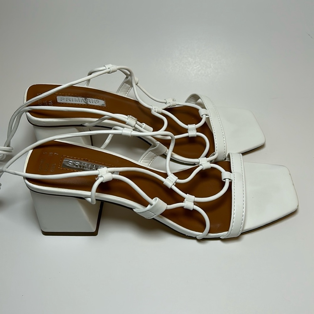 White Straps Heels
